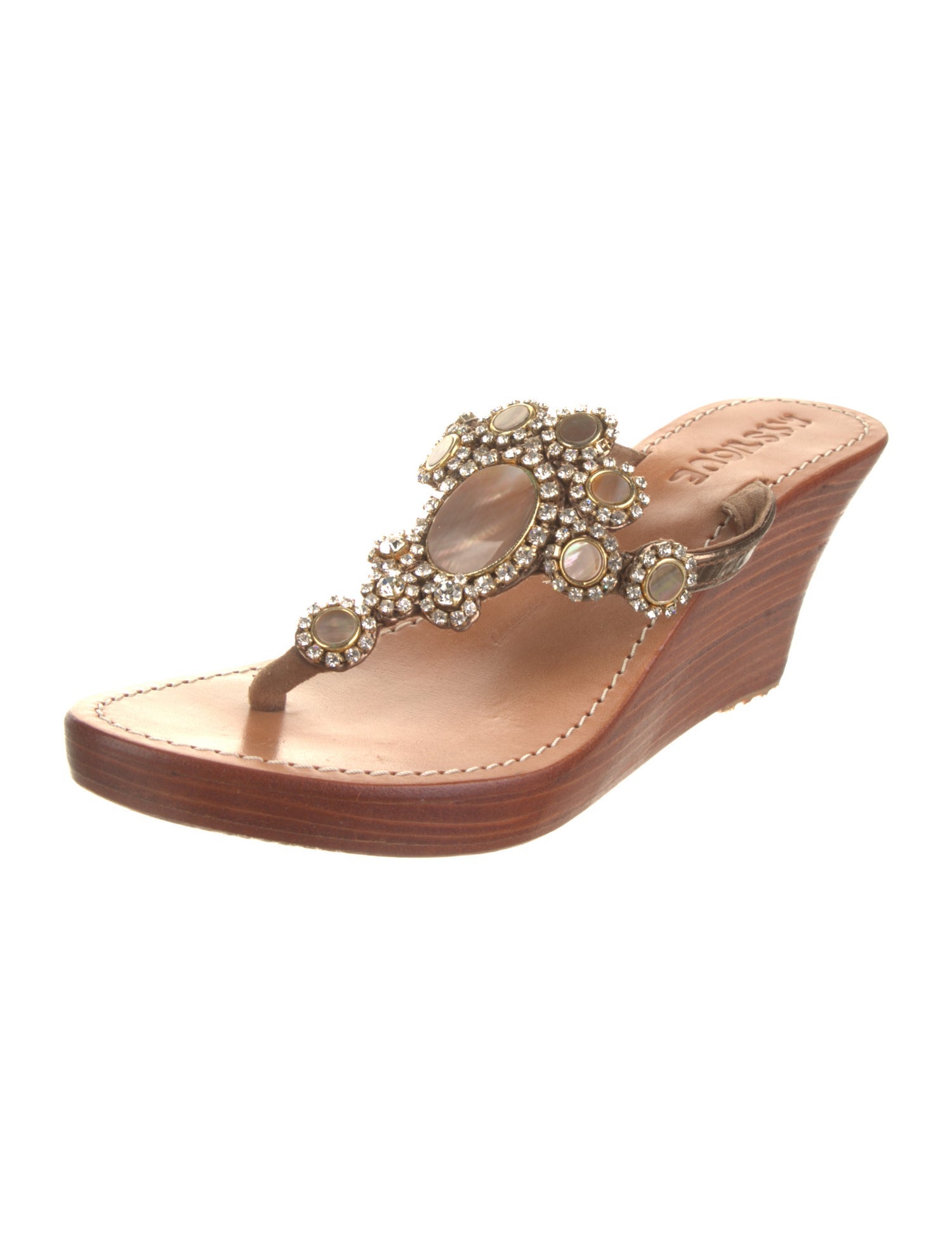 Mystique Leather Crystal Embellishments Slides