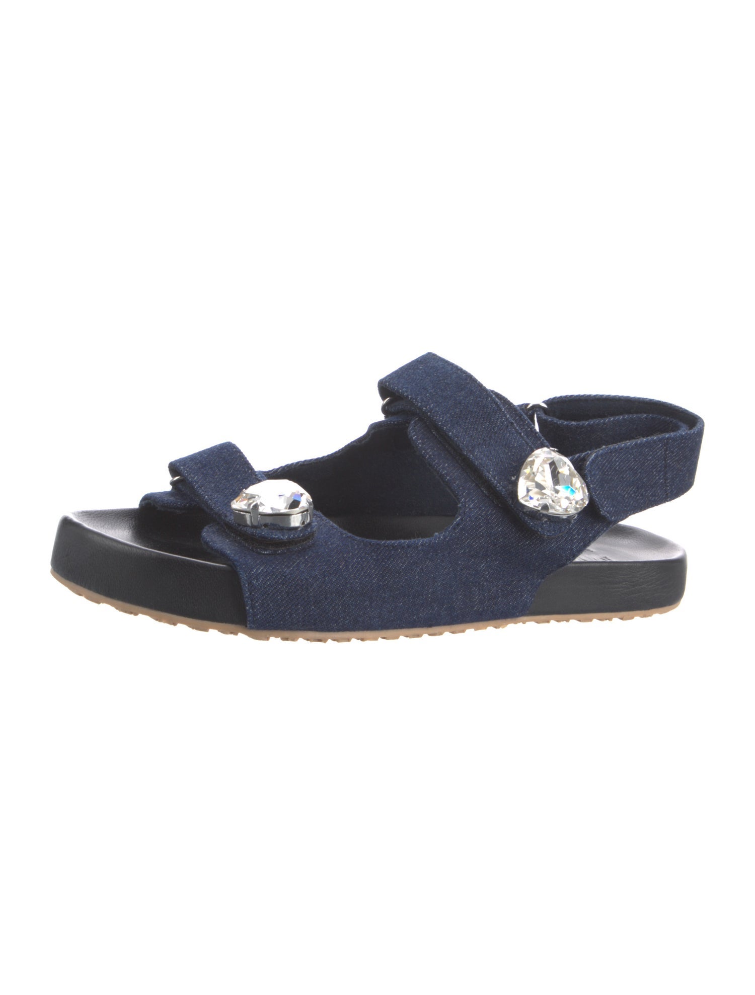 Mystique Denim Crystal Embellishments Slides