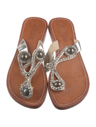 Mystique Leather Crystal Embellishments Slides