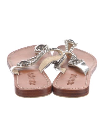 Mystique Leather Crystal Embellishments Slides