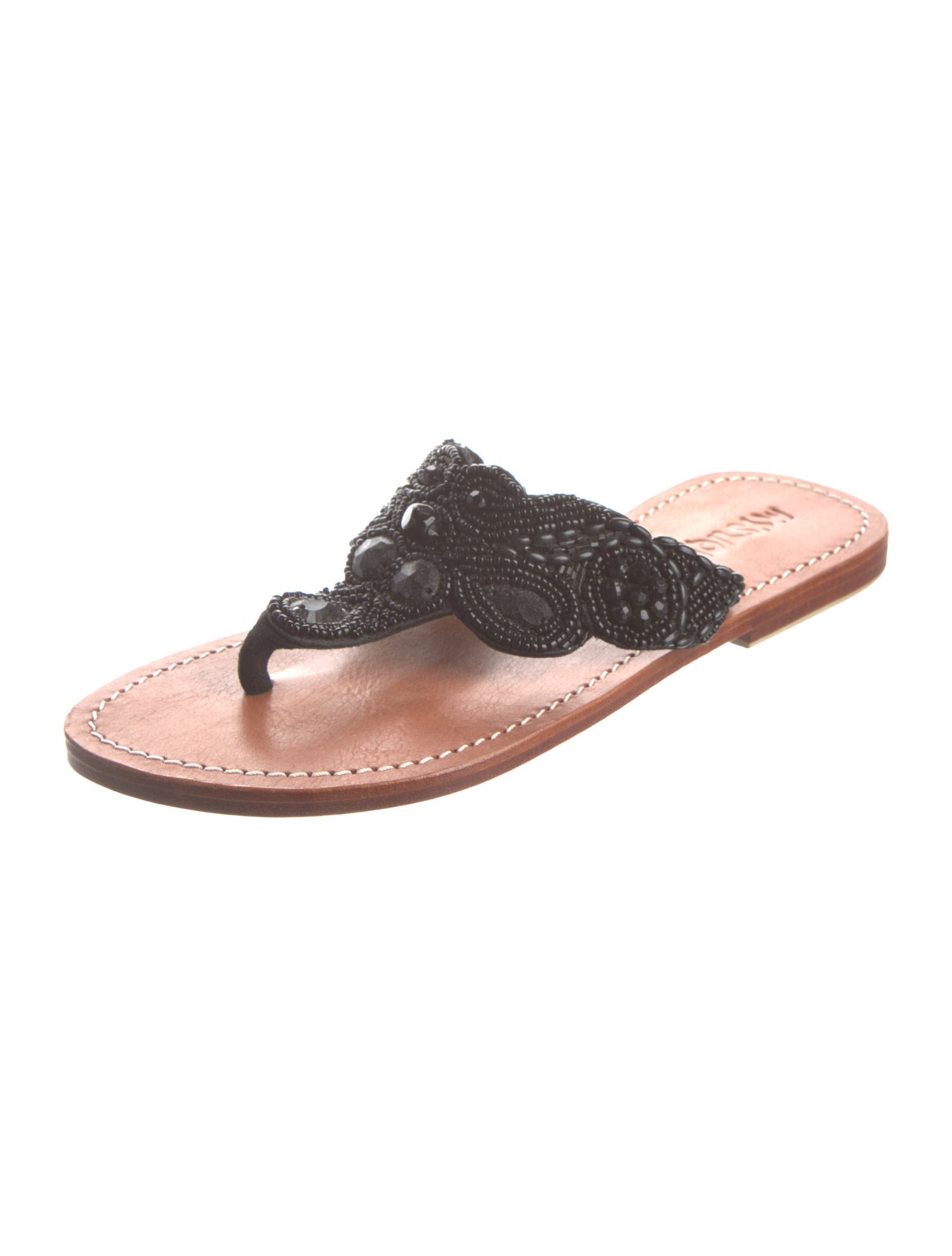 Mystique Leather Crystal Embellishments Slides