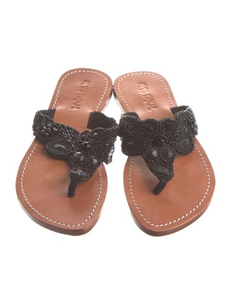 Mystique Leather Crystal Embellishments Slides