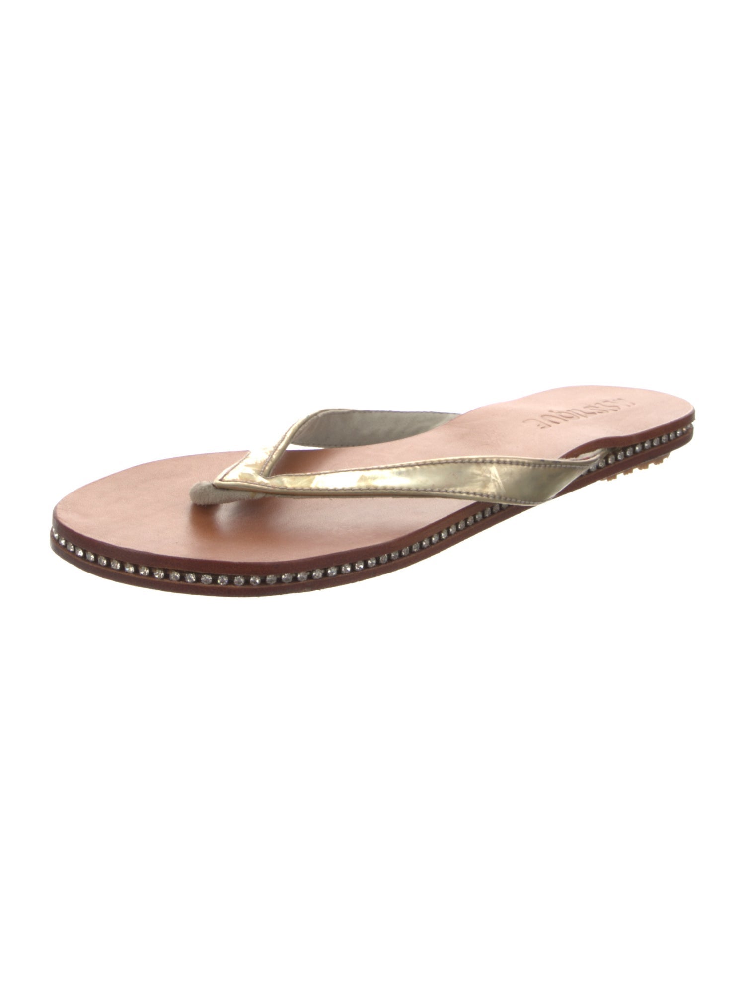 Mystique Leather Crystal Embellishments Flip Flops