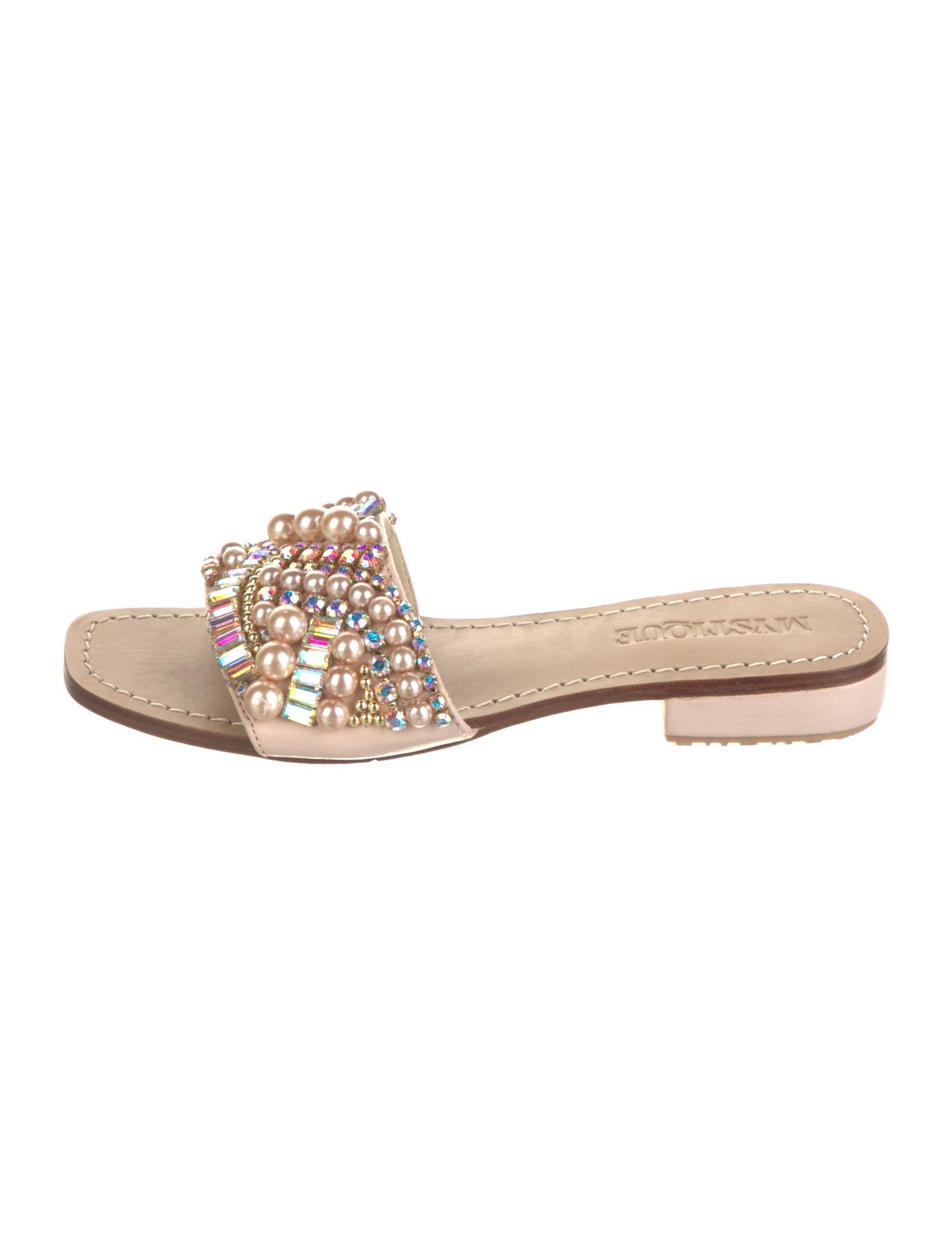 Mystique Leather Crystal Embellishments Slides