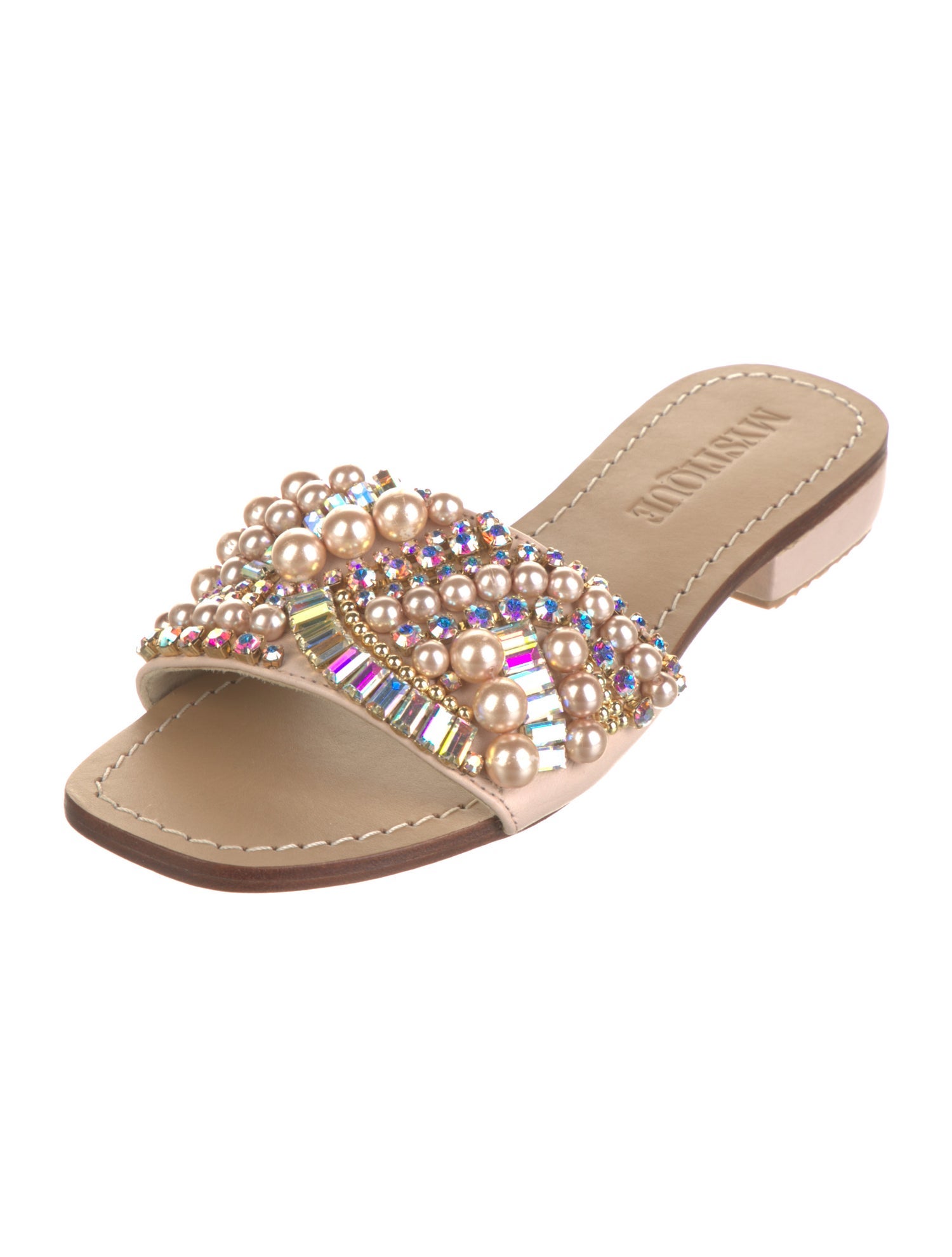 Mystique Leather Crystal Embellishments Slides