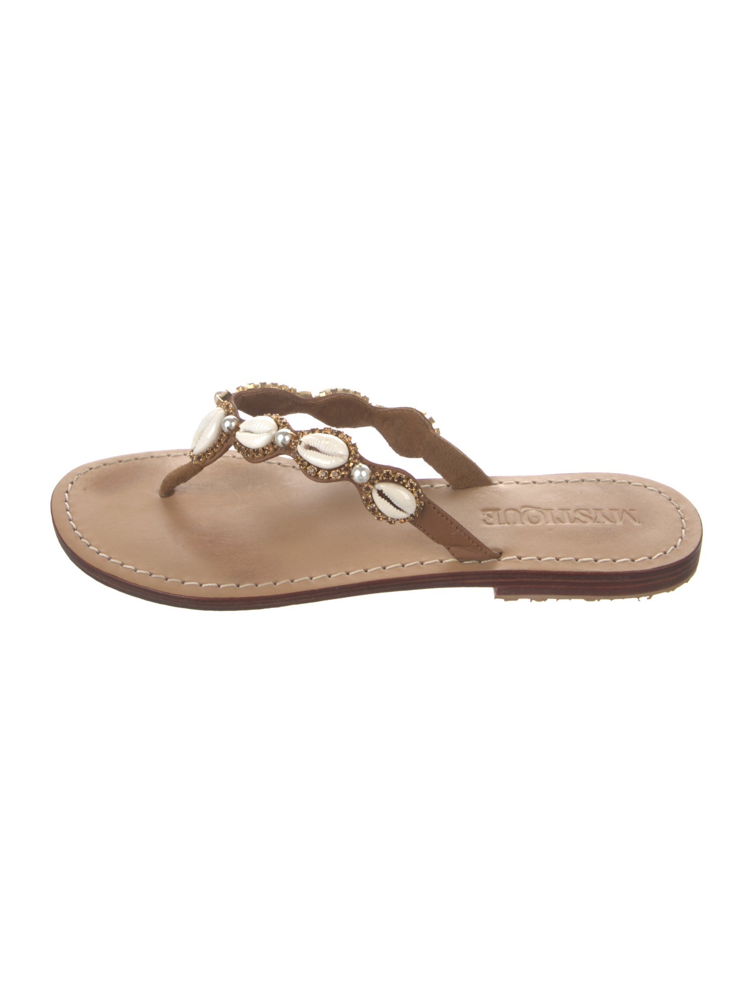 Mystique Leather Crystal Embellishments Flip Flops