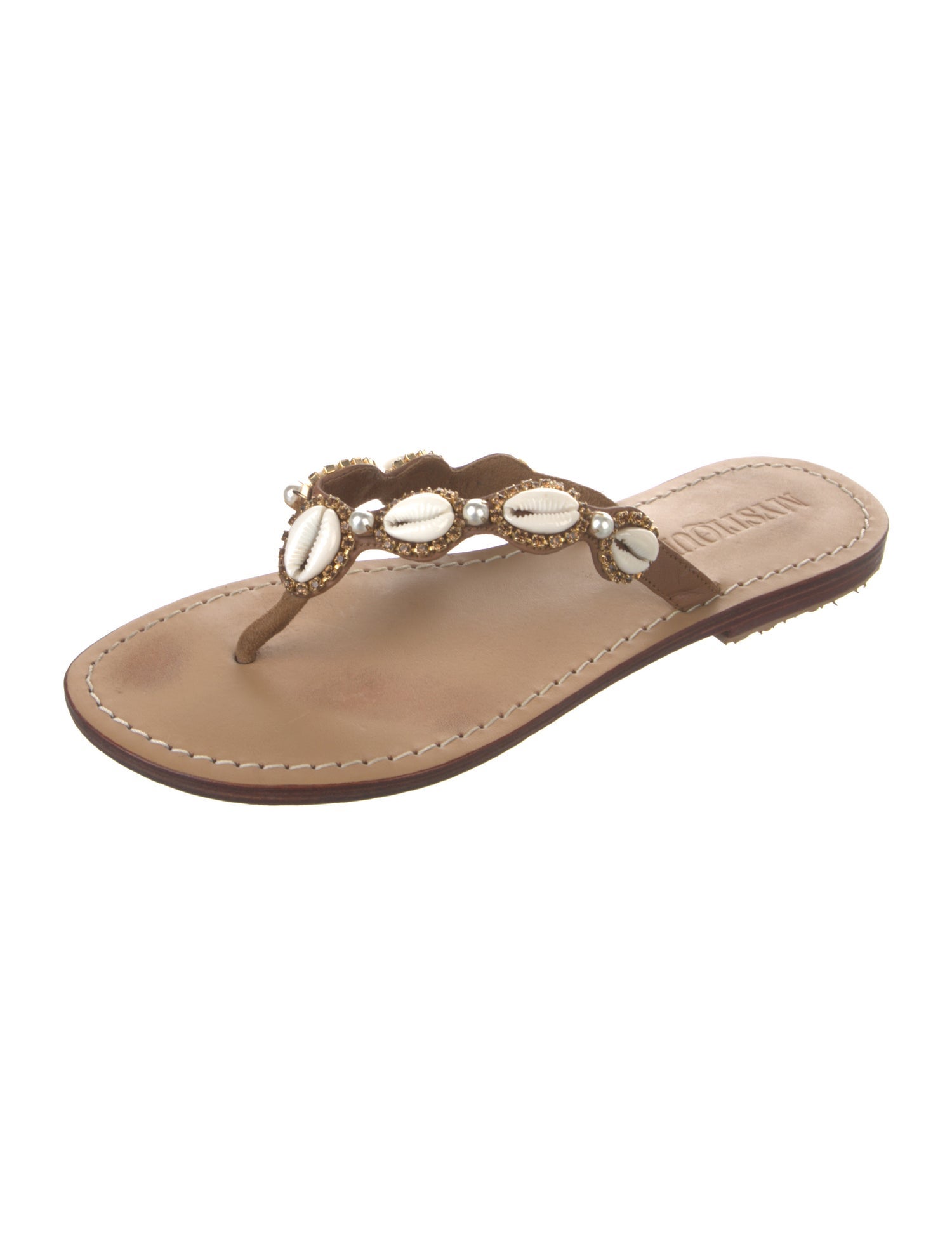 Mystique Leather Crystal Embellishments Flip Flops