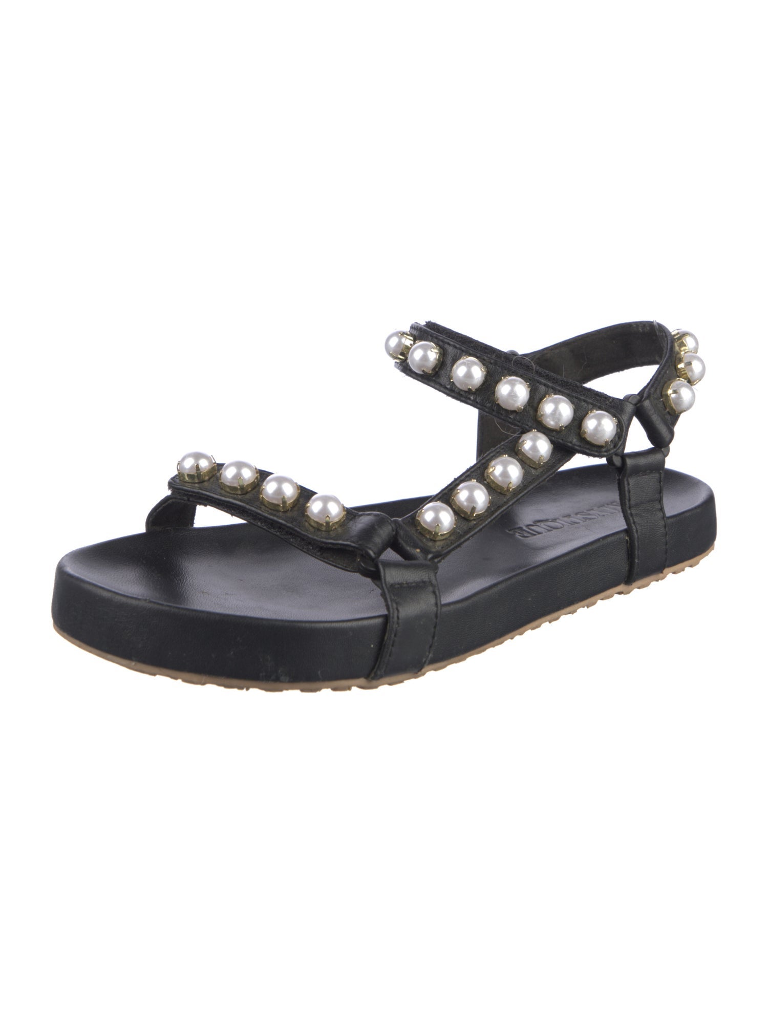 Mystique Faux Pearl Accents Leather Sandals
