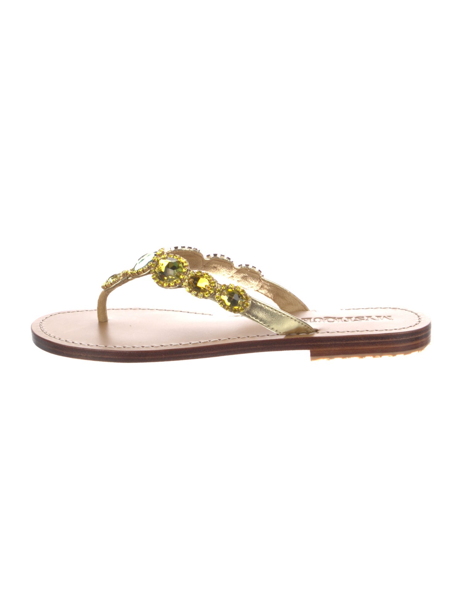 Mystique Leather Crystal Embellishments Flip Flops
