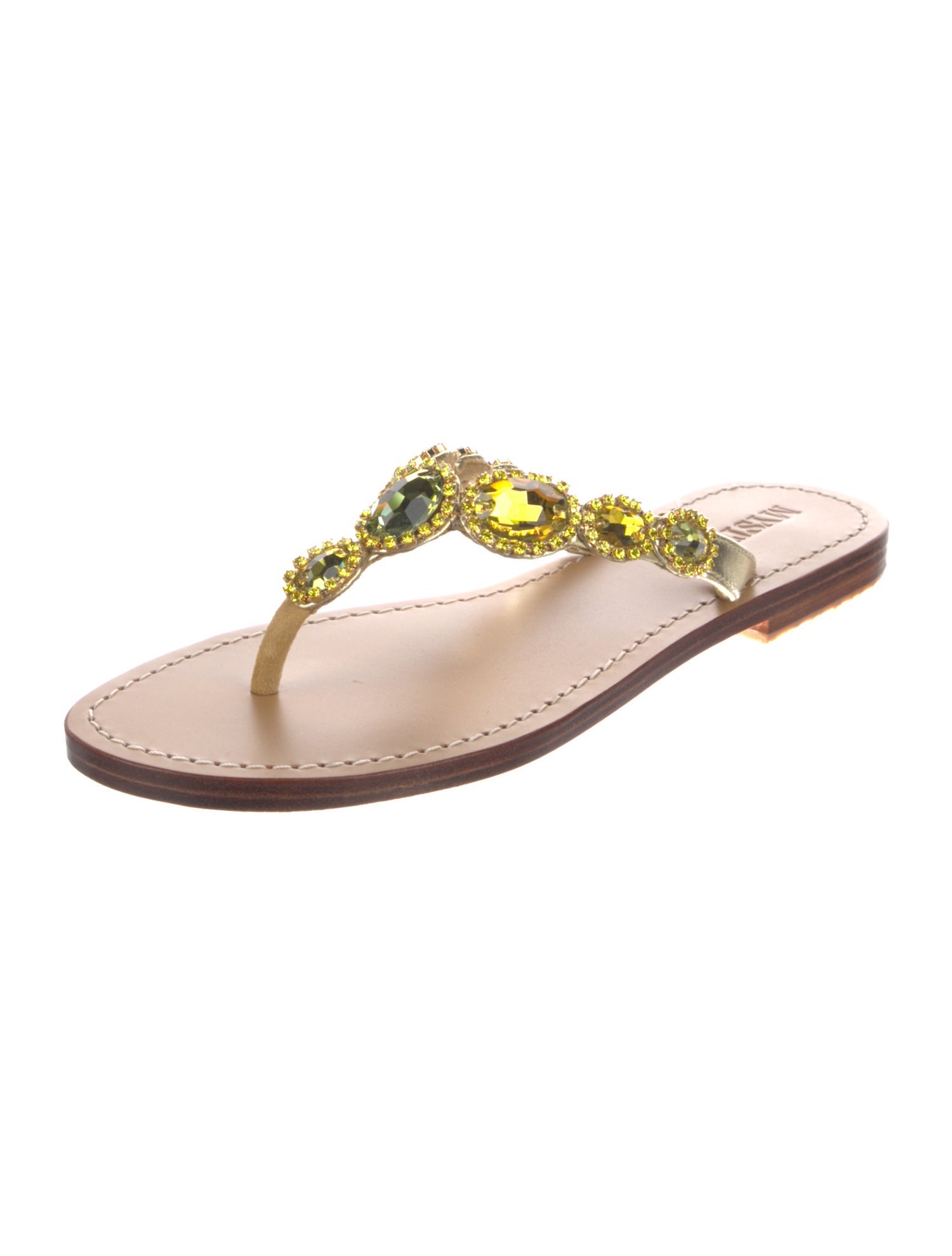 Mystique Leather Crystal Embellishments Flip Flops