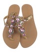 Mystique Leather Crystal Embellishments T-Strap Sandals