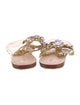 Mystique Leather Crystal Embellishments T-Strap Sandals