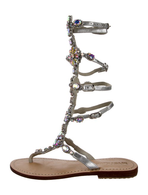 Mystique Leather Floral Print Gladiator Sandals