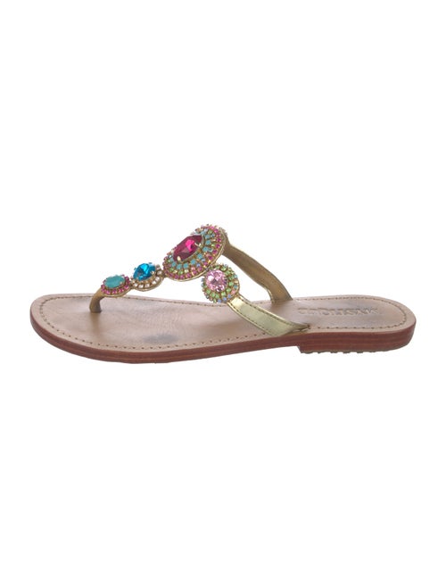 Mystique Leather Colorblock Pattern Flip Flops
