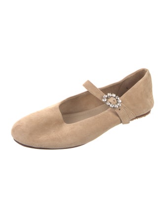 Mystique Suede Crystal Embellishments Mary Jane Flats