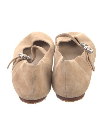 Mystique Suede Crystal Embellishments Mary Jane Flats