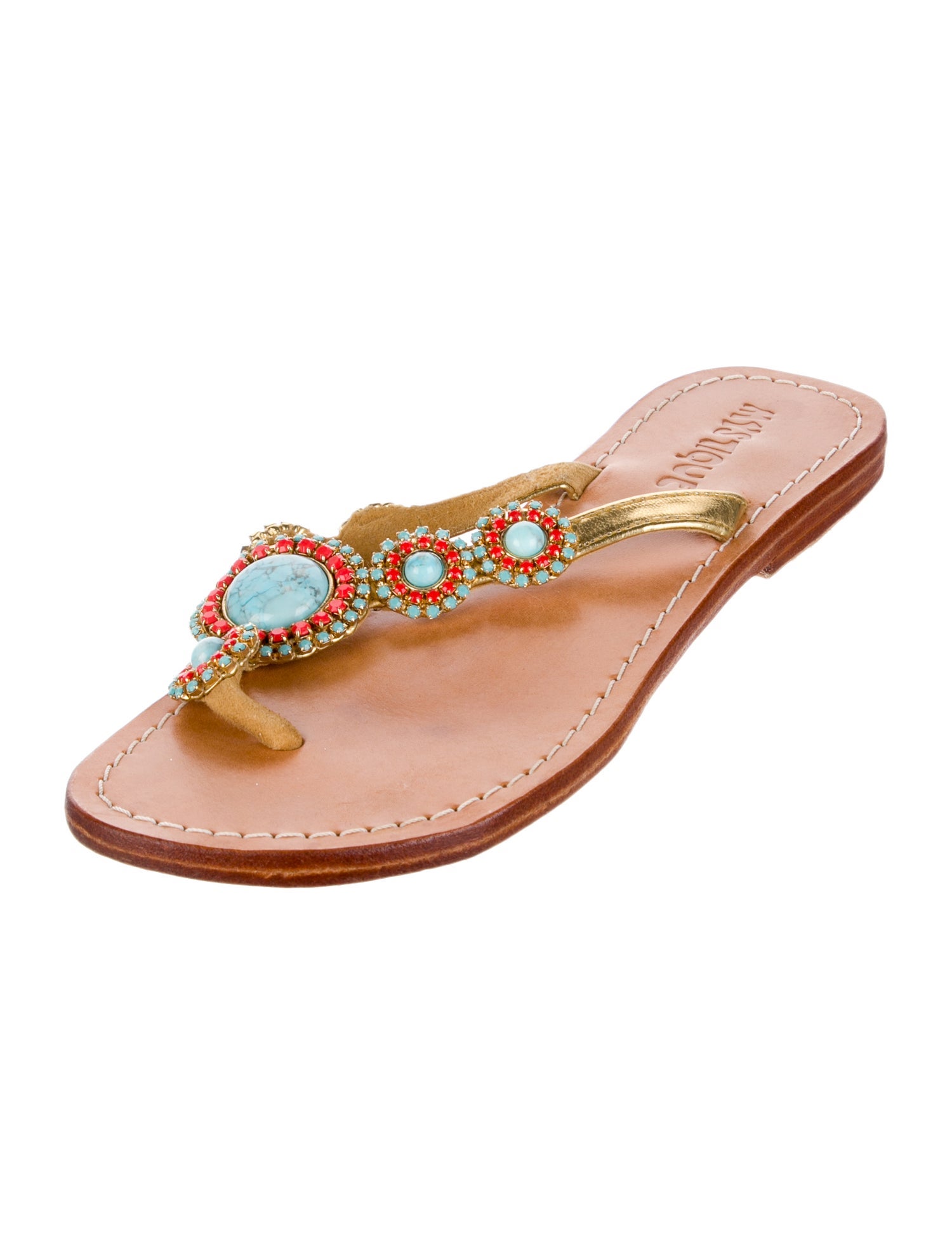 Mystique Leather Crystal Embellishments Slides