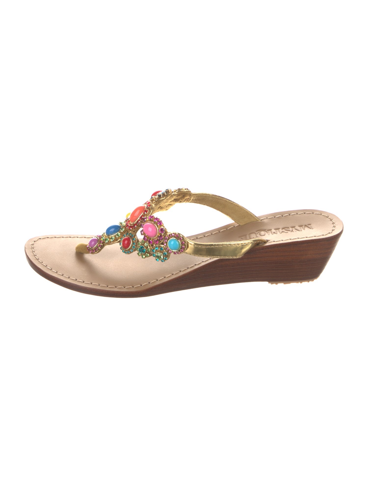 Mystique Leather Crystal Embellishments Slides