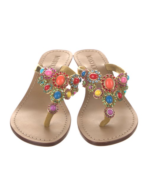 Mystique Leather Crystal Embellishments Slides