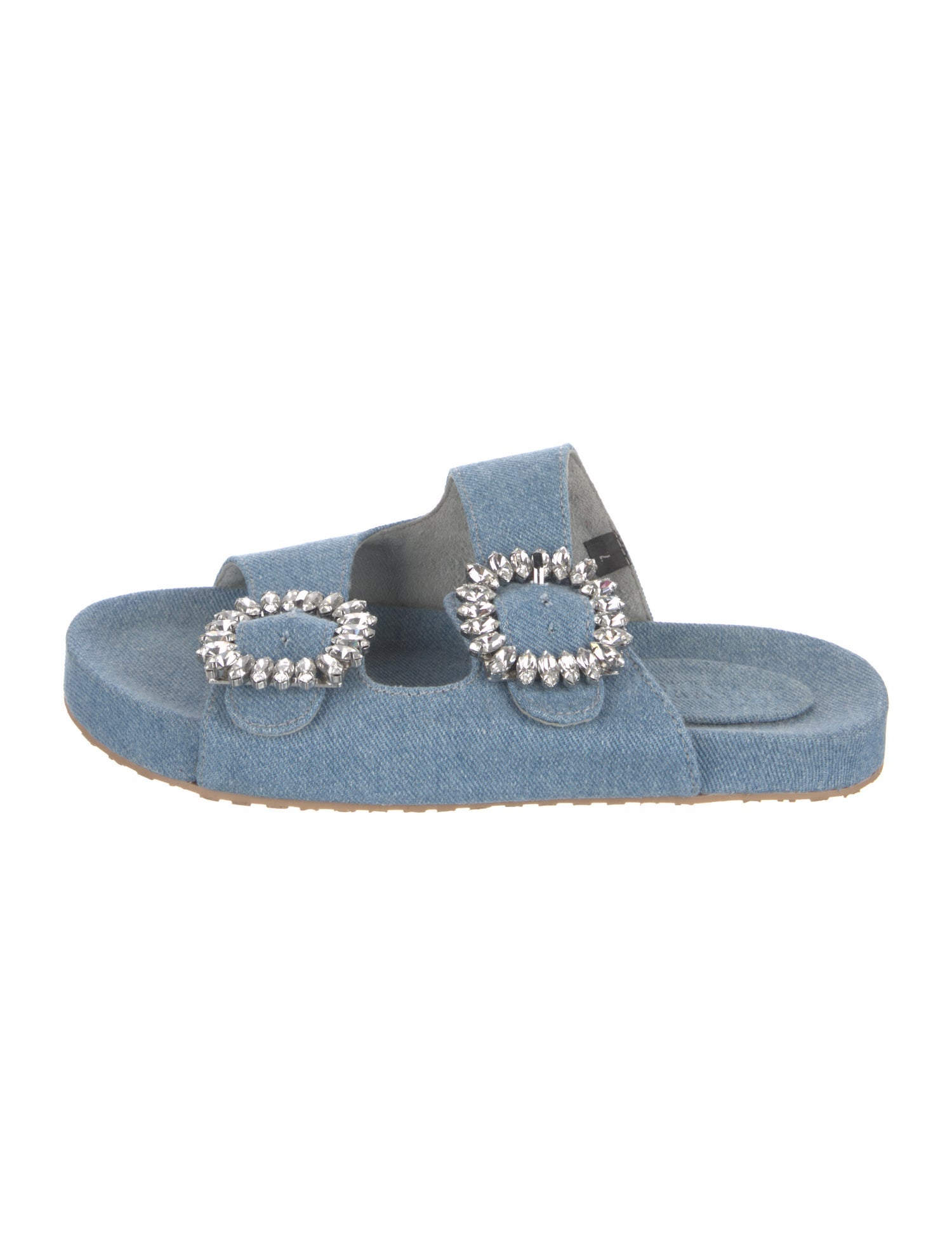 Mystique Denim Crystal Embellishments Slides