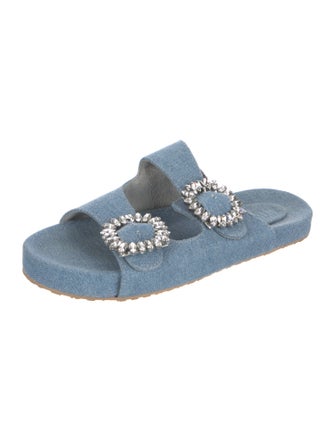Mystique Denim Crystal Embellishments Slides