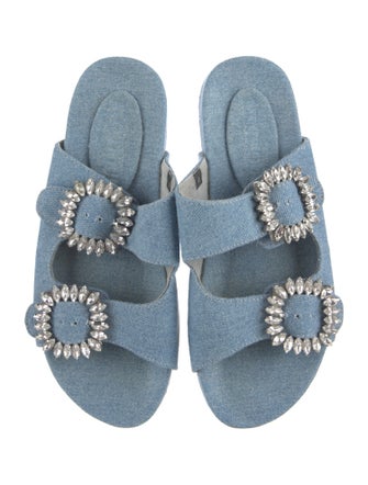 Mystique Denim Crystal Embellishments Slides