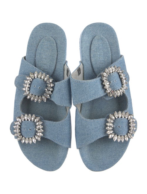 Mystique Denim Crystal Embellishments Slides