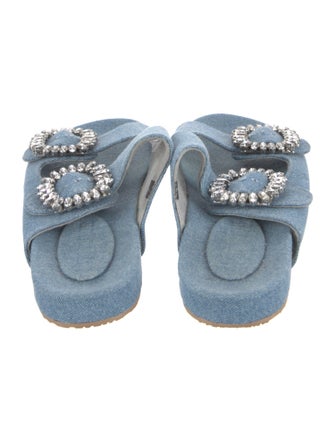 Mystique Denim Crystal Embellishments Slides