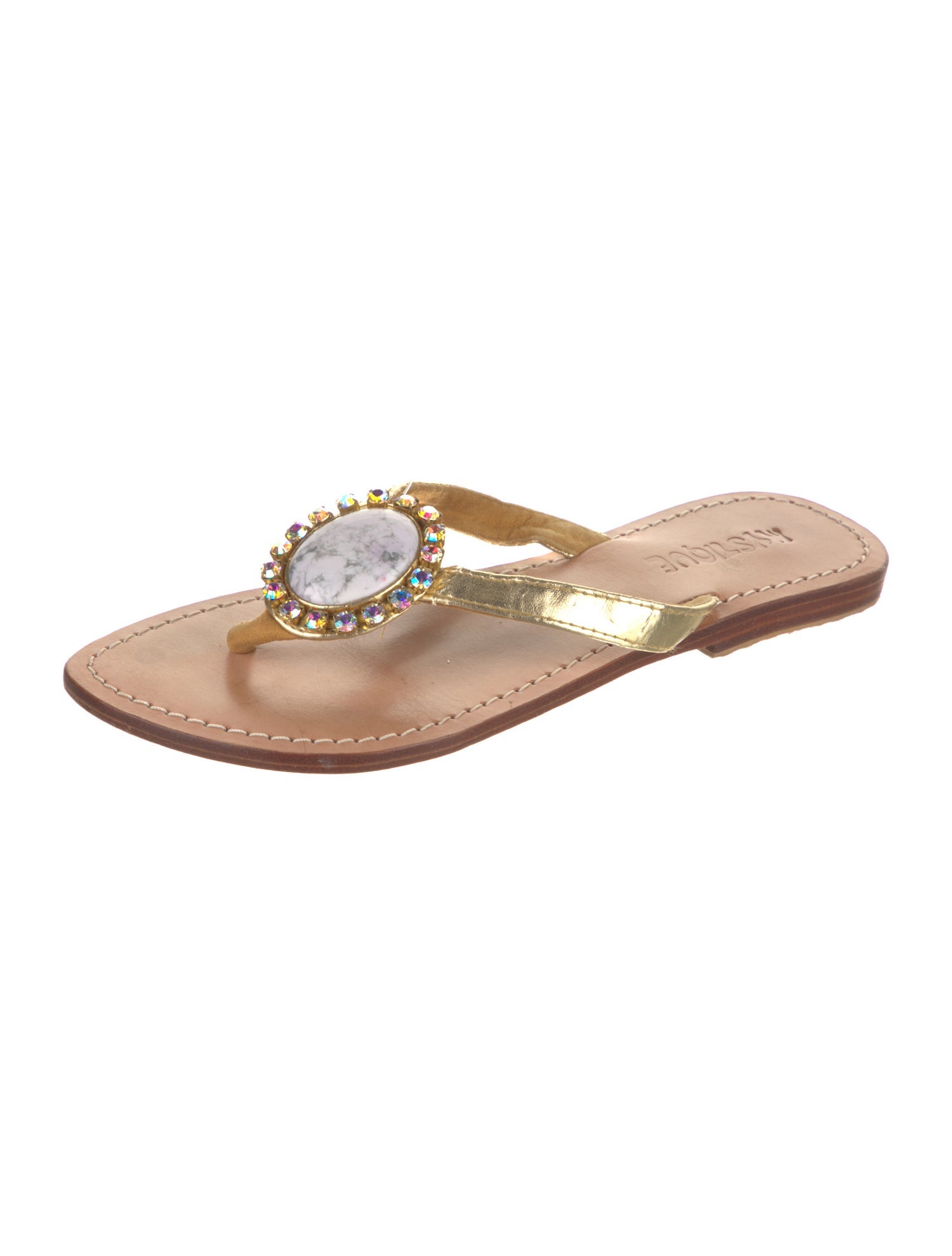 Mystique Leather Crystal Embellishments Slides