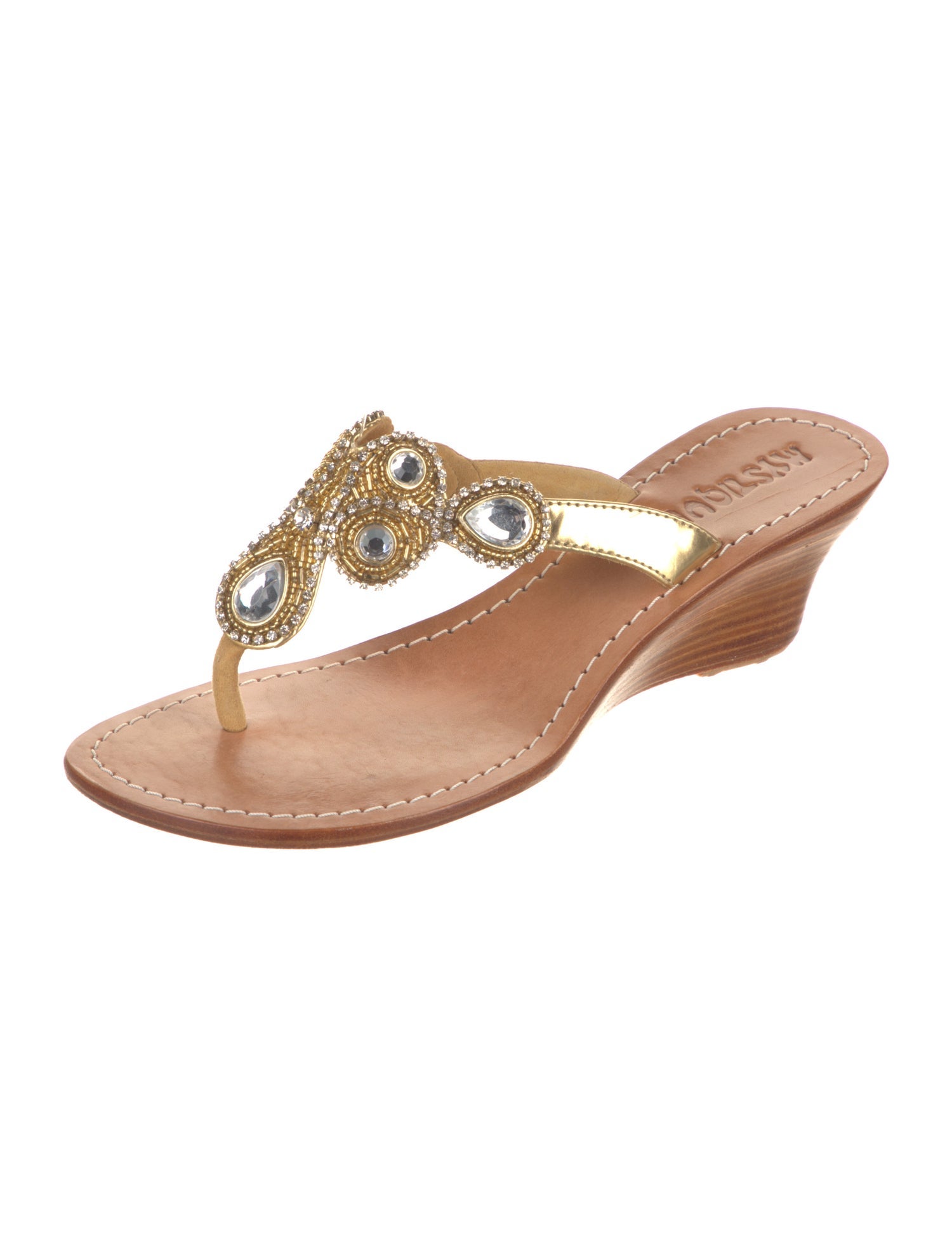 Mystique Leather Crystal Embellishments Slides