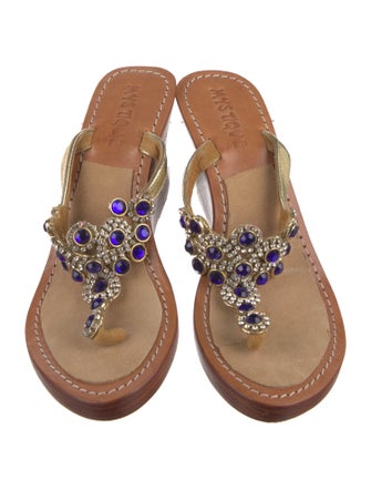 Mystique Leather Floral Print Flip Flops