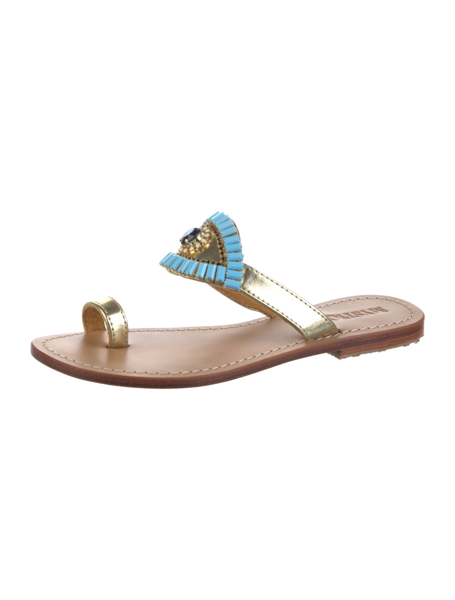 Mystique Leather Colorblock Pattern Slides