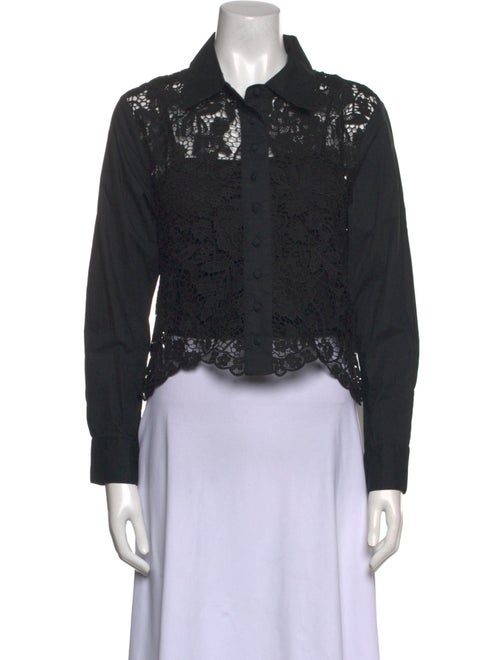 Mestiza New York Lace Pattern Long Sleeve Button-Up Top