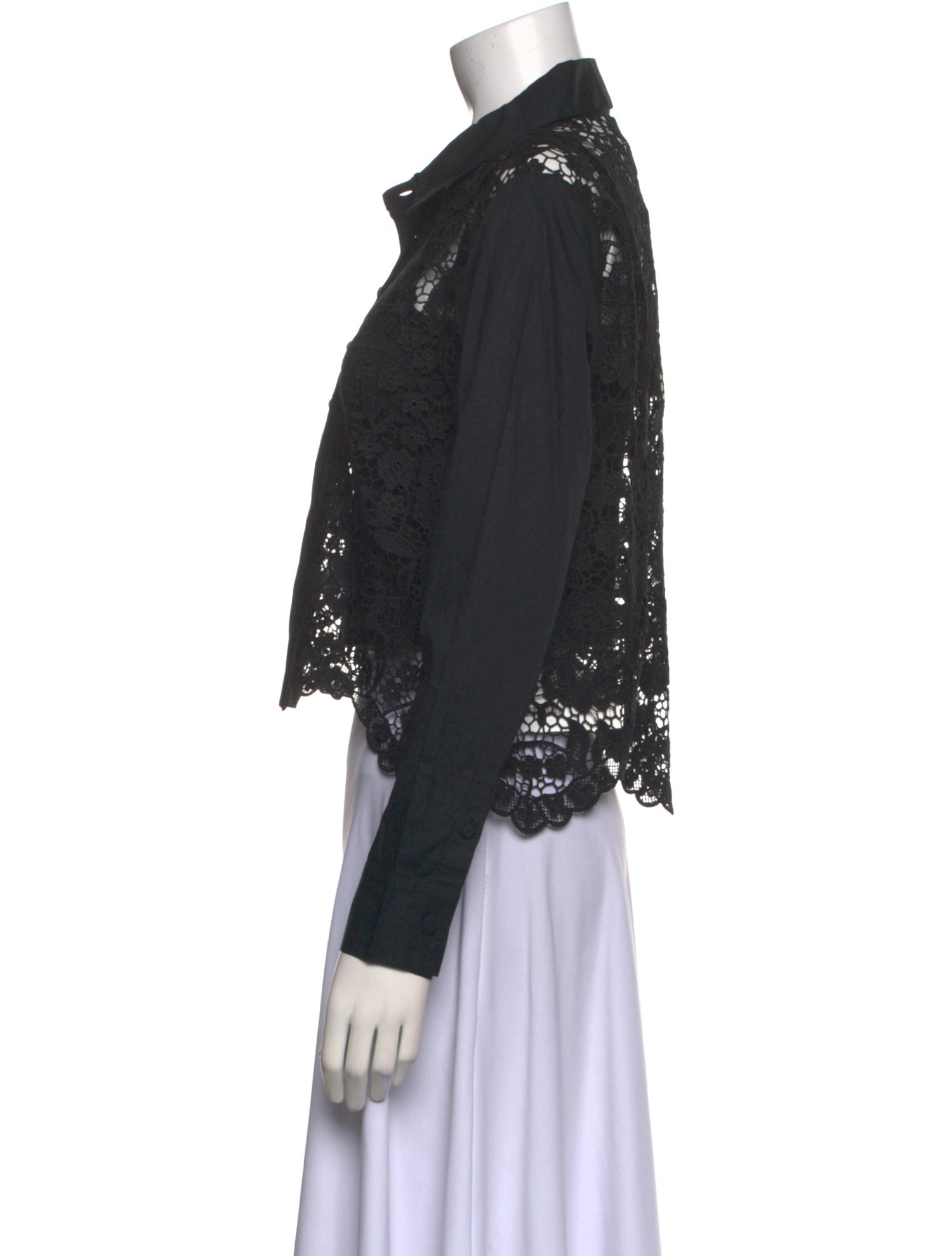 Mestiza New York Lace Pattern Long Sleeve Button-Up Top