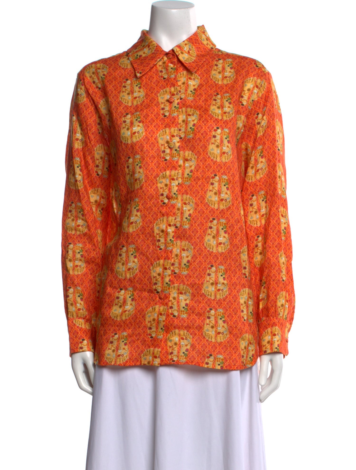 Muzungu Sisters Linen Floral Print Button-Up Top