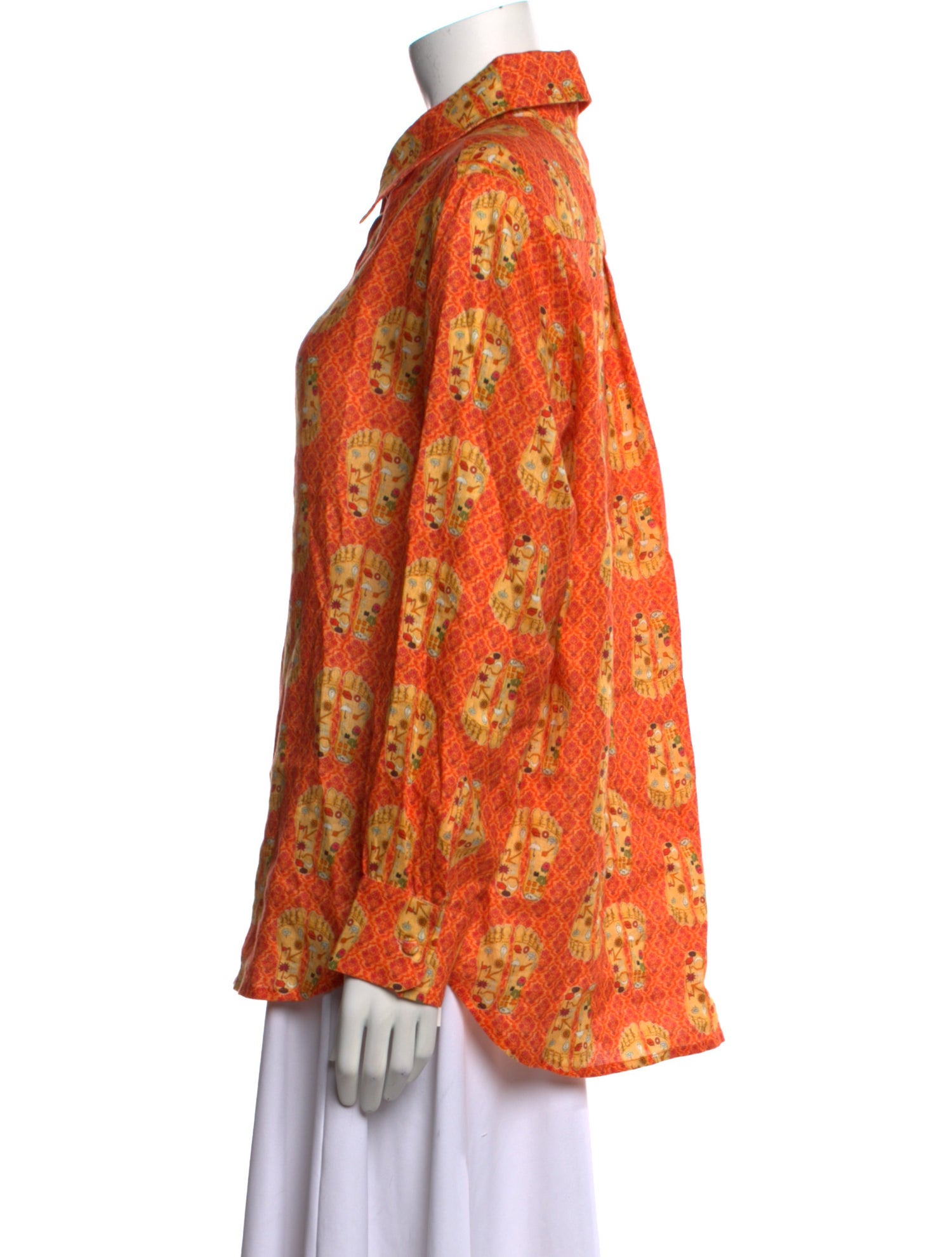 Muzungu Sisters Linen Floral Print Button-Up Top