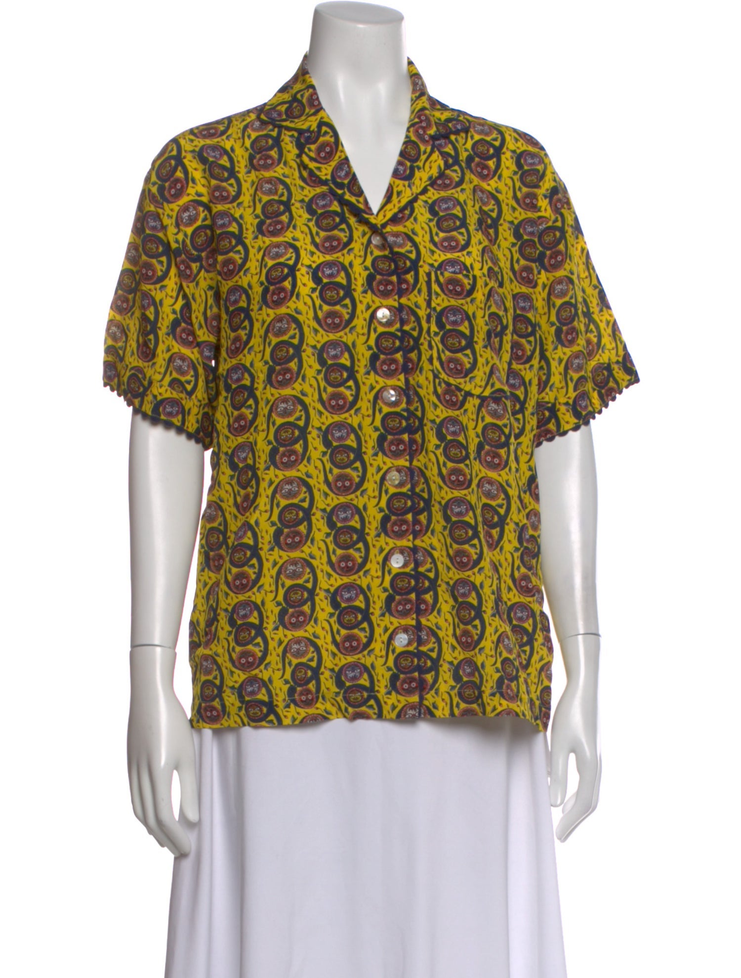 Muzungu Sisters Silk Patterned Button-Up Top w/ Tags