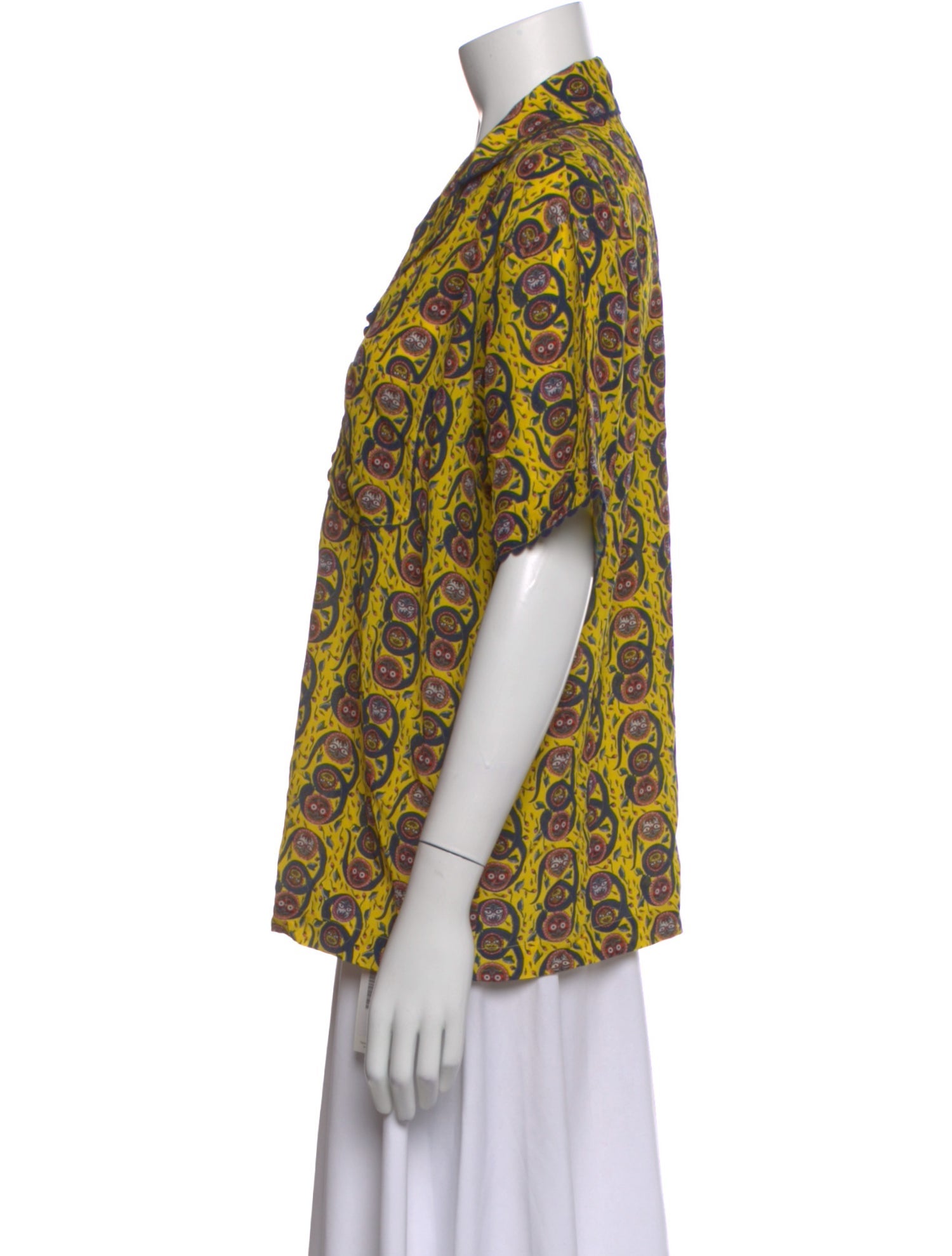 Muzungu Sisters Silk Patterned Button-Up Top w/ Tags