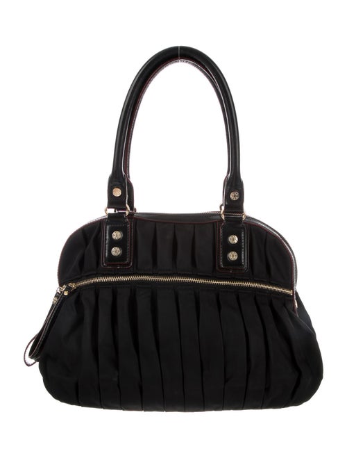 MZ Wallace Leather-Trimmed Ruched Shoulder Bag Bla