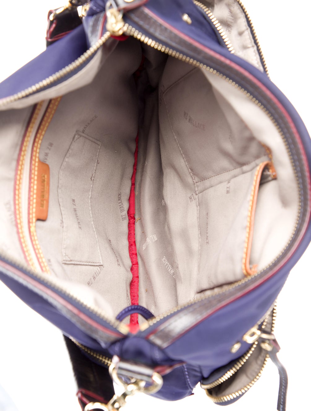 MZ Wallace Leather Trimmed Messenger Bag Blue Crossbody Bags