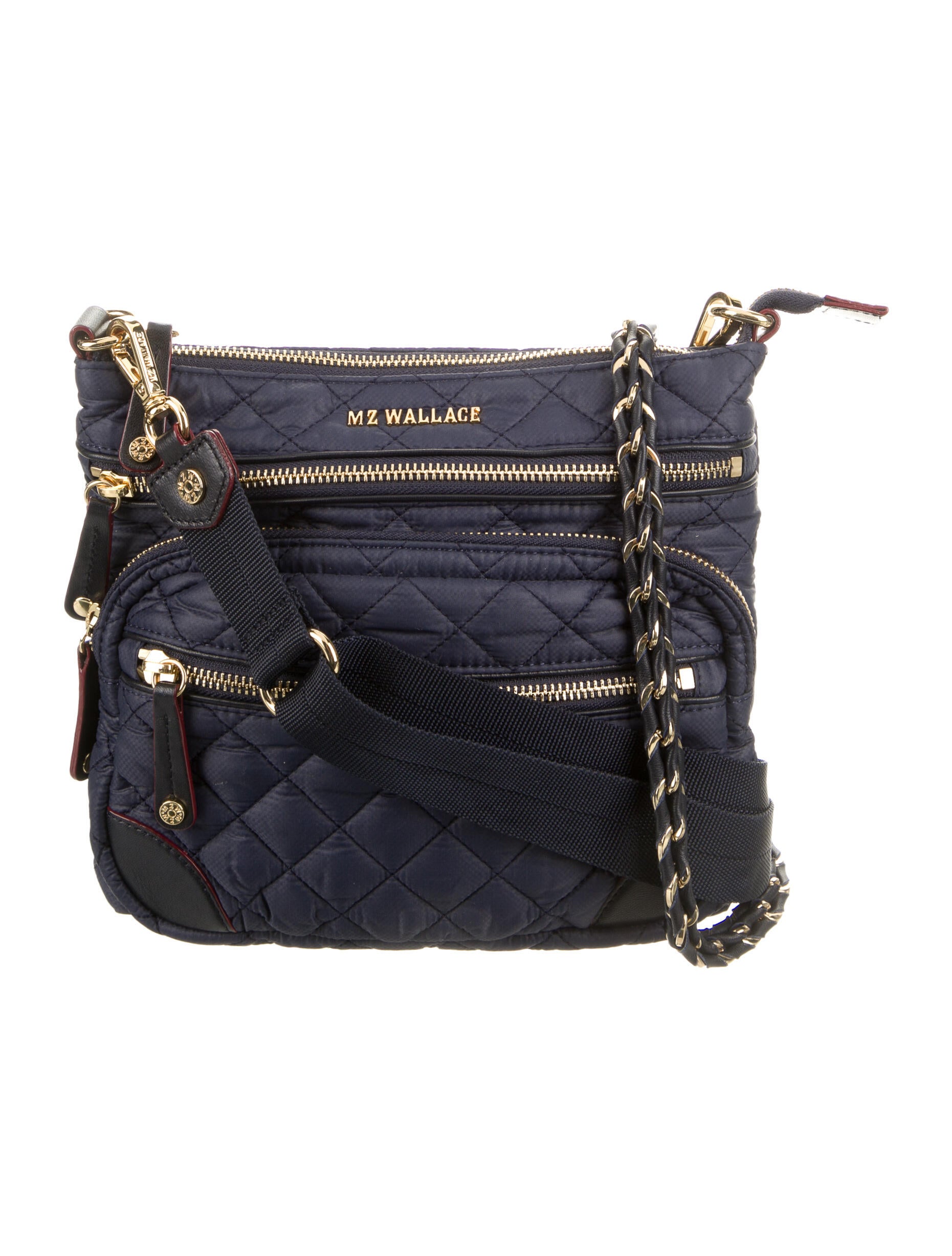 MZ Wallace Leather Trimmed Crossbody Bag Blue Crossbody Bags