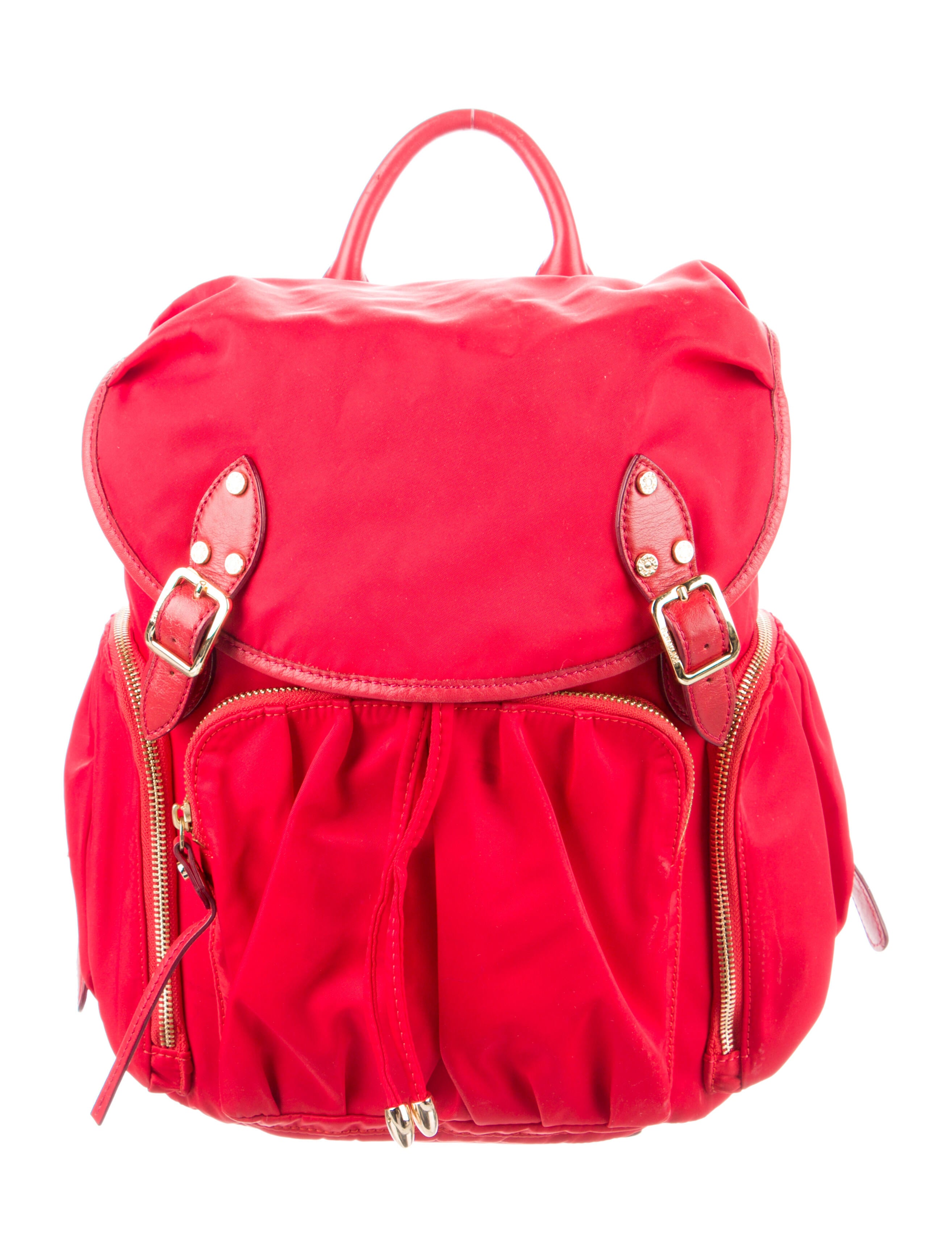 MZ Wallace Nylon LeatherTrimmed Backpack Red Backpacks, Handbags