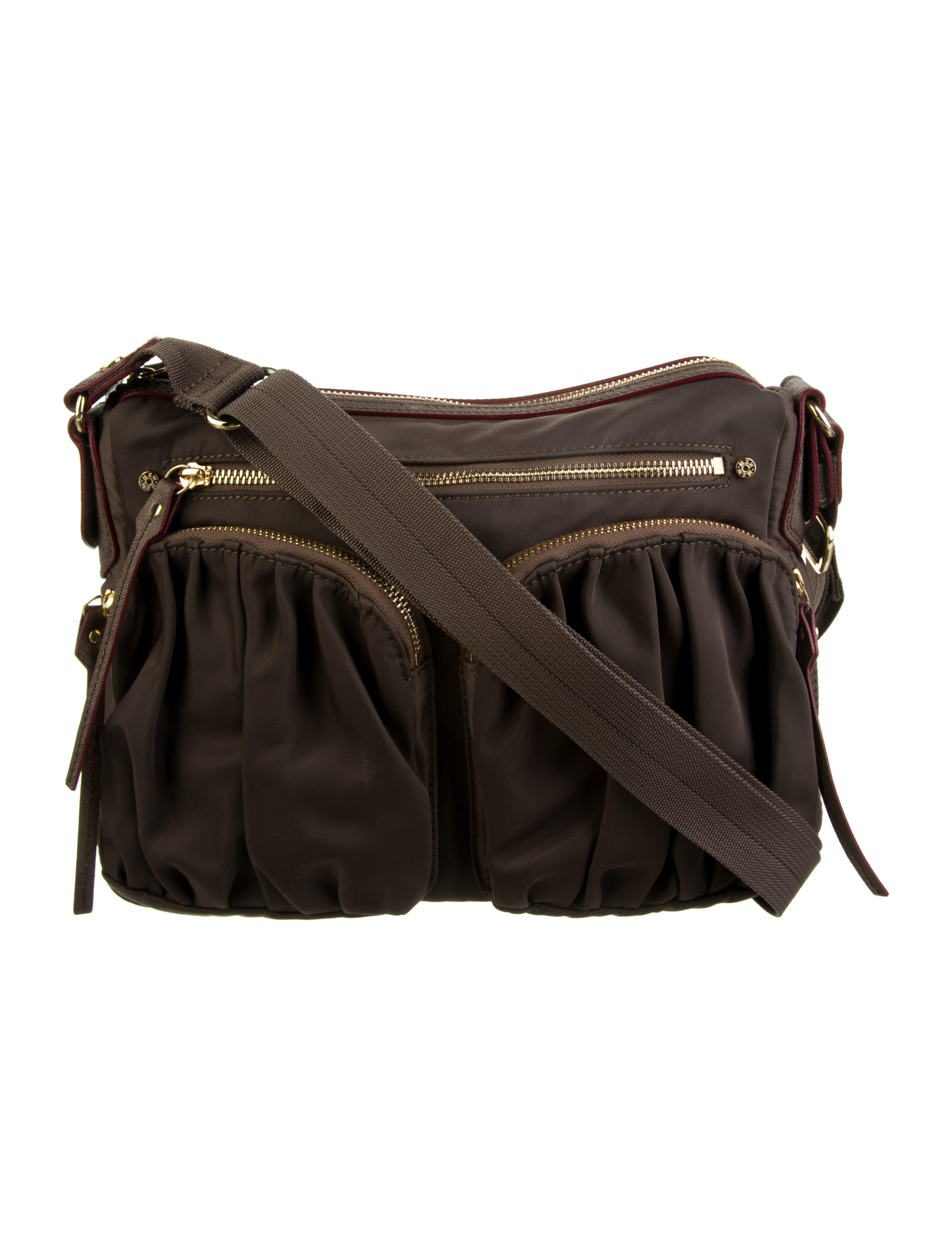 MZ Wallace Nylon LeatherTrimmed Crossbody Bag Brown Crossbody Bags