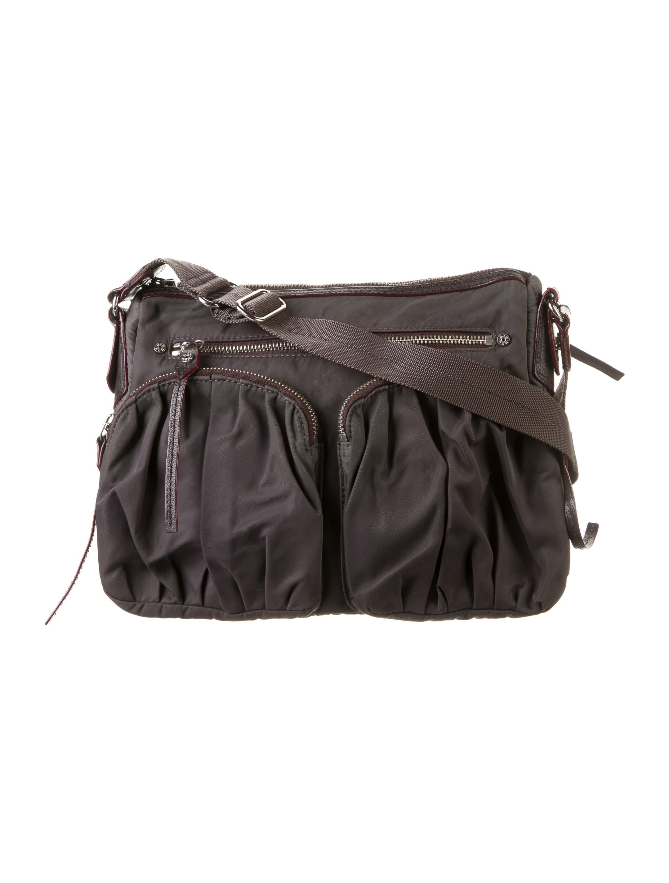 MZ Wallace Leather Trimmed Crossbody Bag Brown Crossbody Bags