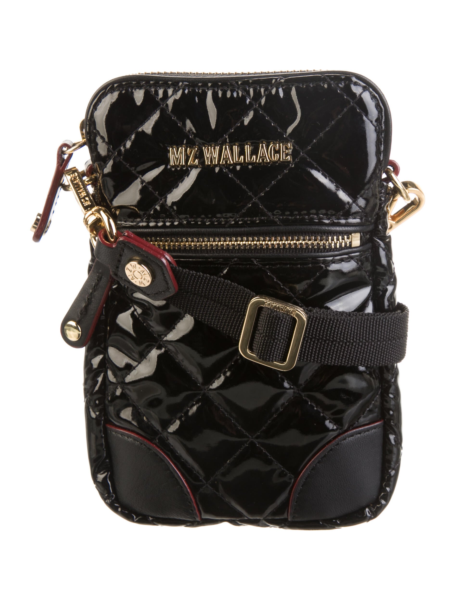 MZ Wallace Patent Leather Quilted Crossbody Black Crossbody Bags