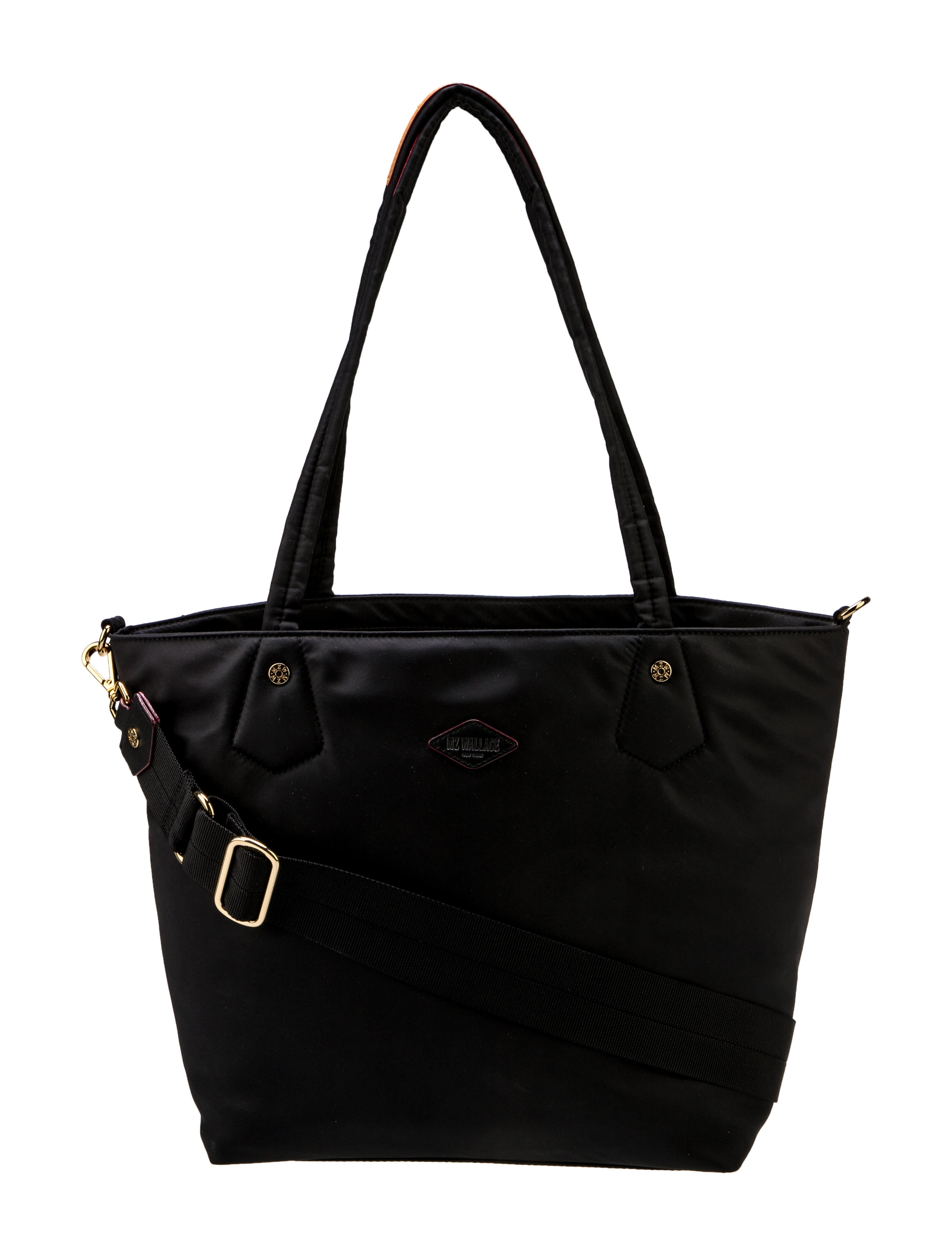 MZ Wallace Leather Trim Nylon Tote Bag Black Totes, Handbags