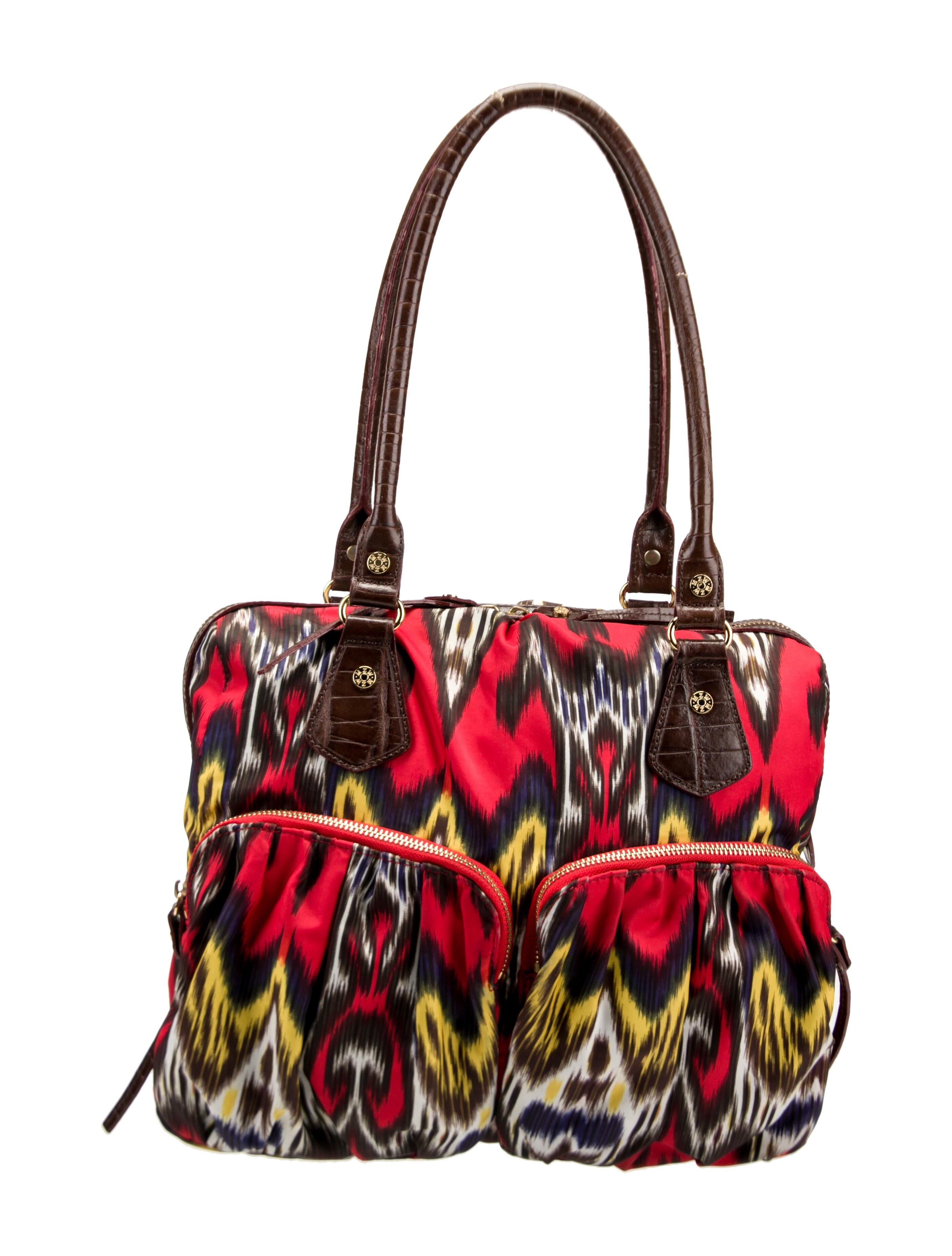 MZ Wallace Leather Trim Nylon Shoulder Bag Red Shoulder Bags