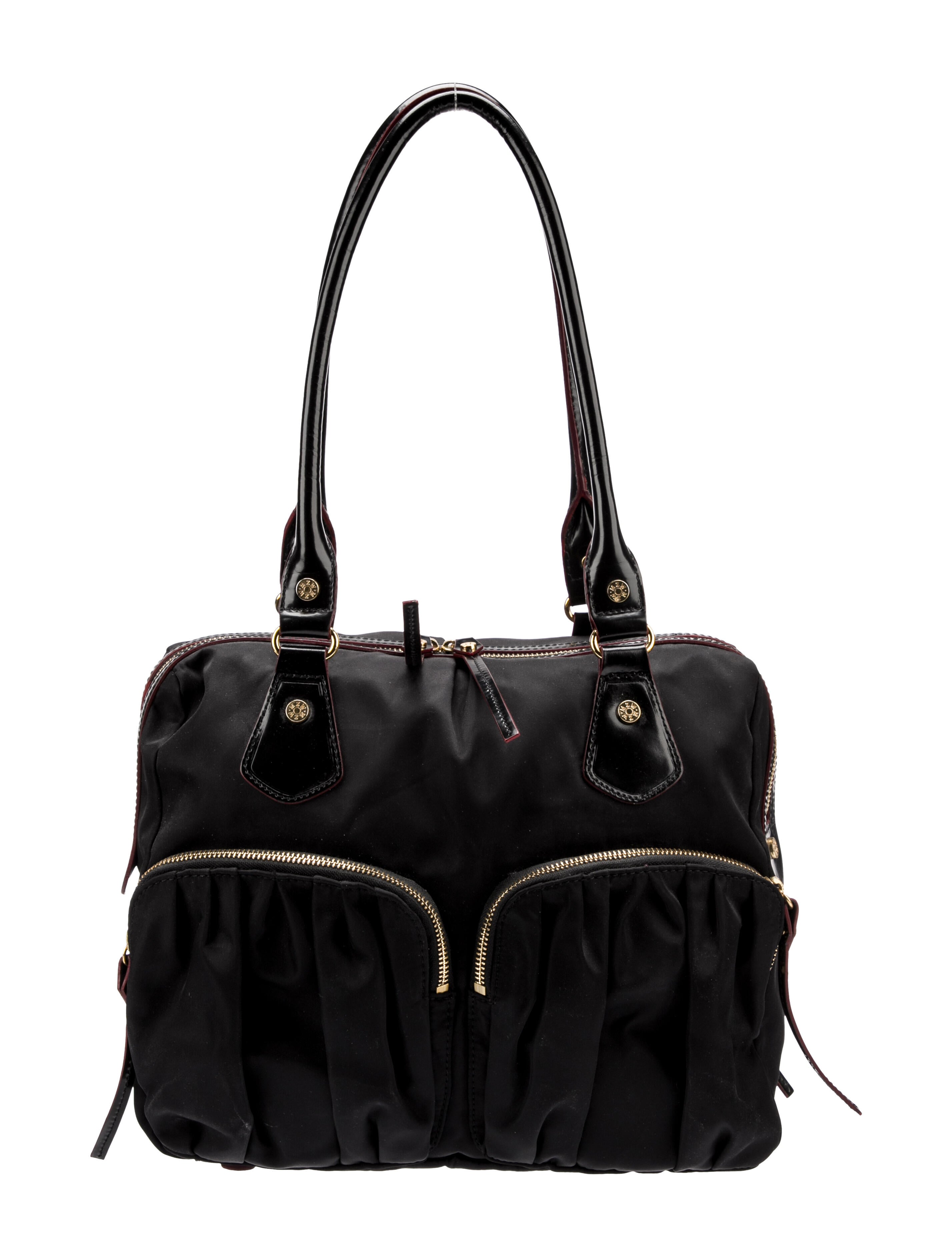 MZ Wallace Leather Trim Nylon Shoulder Bag Black Shoulder Bags