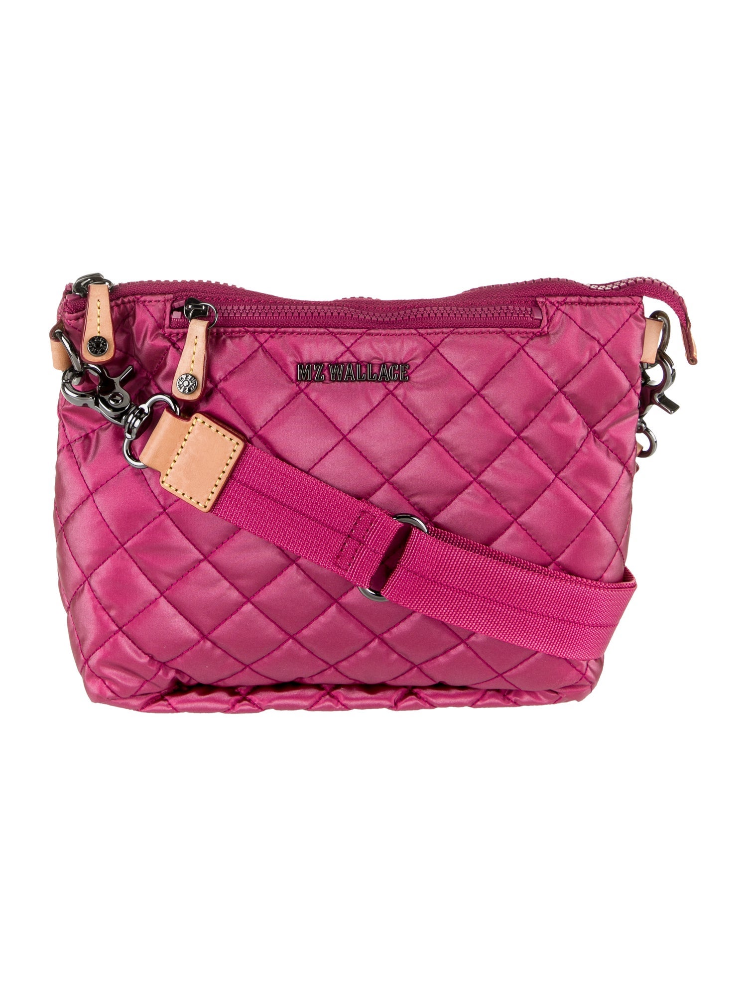 MZ Wallace Leather Trim Nylon Crossbody Bag Pink Crossbody Bags