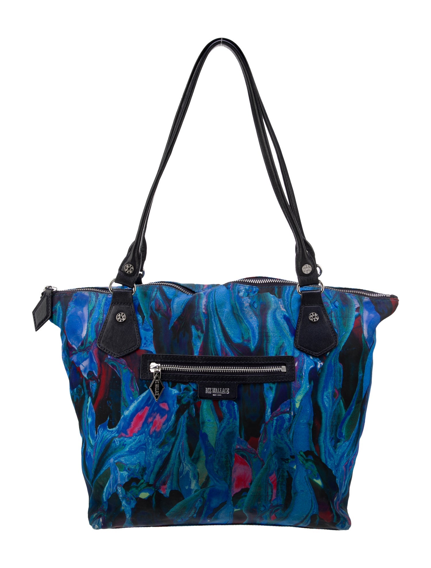 MZ Wallace LeatherTrim Nylon Tote Bag Blue Totes, Handbags